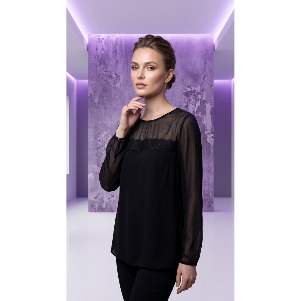 Black Sheer/Chiffon Blouse, Size‎ XL Whimsygoth Goth